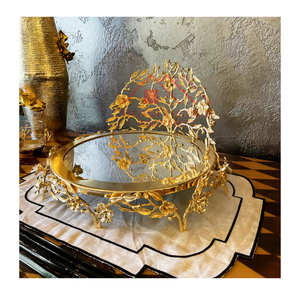 Gold Royal Design Metal Cake Stand with With <b>Mirror</b> Top Luxury Wedding Cake Display Cake - Product Image 3