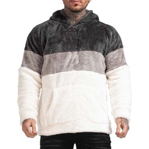 Pull Sherpa à capuche pour hommes, respirant, couleur unie, laine, chaud, logo personnalisé, sweats à capuche en polaire contrastés pour adultes, vente en gros - Product Image 1