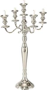 Candelabros de lujo de 5 brazos con acabado plateado Diseño de aluminio para bodas navideñas Decoración del hogar y eventos - Product Image 2