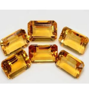 พลอยซิทรินธรรมชาติทรงเหลี่ยมขนาด 8x6 มม. - พลอยซิทรินทรงมรกต - พลอยเจียระไนคุณภาพเยี่ยมสำหรับทำเครื่องประดับ - Product Image 1