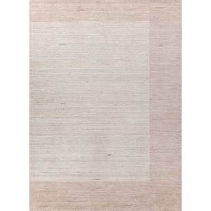 Tapis en laine tissé à la main en viscose ivoire Contour 9x12 rectangulaire pour salon, entrée, couloir, motif puzzle, couleur unie - Product Image 1