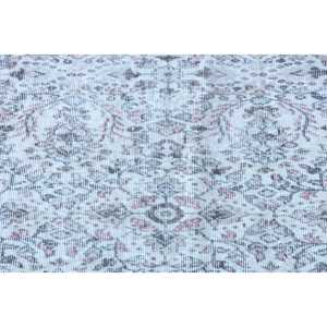 Tapis turc vintage écologique, petit modèle 2,5x5,4 pi (75x165 cm), tapis en laine patchwork blanc avec envers en latex pour salle à manger - Product Image 5