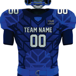 Conjunto de uniforme de fútbol americano para hombre azul real personalizado, aparejos transpirables duraderos, sarga, logotipo frontal corto, ropa deportiva de entrenamiento - Product Image 2