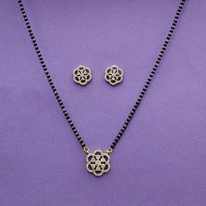 Delicado conjunto de joyería de moda CZ Mangalsutra con chapado en 2 tonos disponible a un precio razonable - Product Image 1