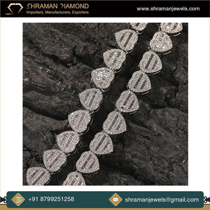 Collier en diamant moissanite de qualité supérieure, plaqué argent, 15 carats et 45 grammes, cœur et baguette de 10 mm, chaîne solide - Product Image 3