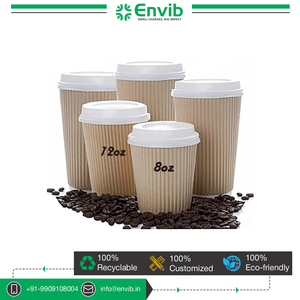Vaso de papel de pared ondulado de 20oz de alta calidad con logotipo personalizado resistente al calor disponible en blanco y negro-Precio de fábrica - Product Image 3
