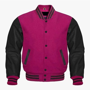 Varsity Letterman <b>for</b> <b>Men</b> <b>Baseball</b> Bomber <b>Jacket</b> Made up of Leather Sleeves and Wool Body Varsity <b>Jacket</b> - Product Image 1