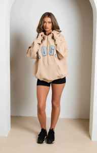 Élégant confortable femmes couleur unie sérigraphié pull qualité supérieure à la mode Streetwear long sweats à capuche surdimensionnés - Product Image 3