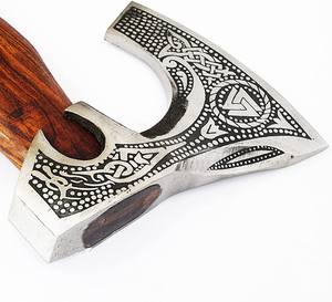 Wholesale Customized Bulk Orders OEM ODM Service Handmade <b>Axe</b> High Carbon Steel <b>Axe</b> with Ash <b>Wood</b> Handle and Fine Leather Sheath - Product Image 2
