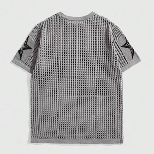 Logo personnalisé manches courtes plage tricot haut en maille tricots chemise au crochet hommes tricoté basket football maillots hommes chandails - Product Image 2