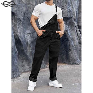 Salopette à bretelles en jean pour hommes Pantalon décontracté à coupe cintrée Bretelles réglables Combinaison de travail Vêtements d'extérieur - Product Image 2