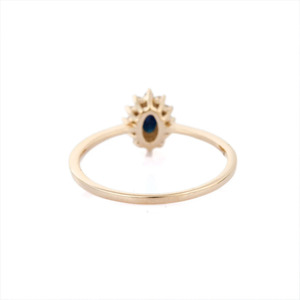 Producto más vendido, zafiro azul Natural con anillo de racimo de diamantes de corte redondo, anillos de piedras preciosas de oro amarillo sólido de 14K, joyería - Product Image 4