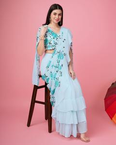 Dernier Designer Georgette Broderie Saree par Fab Zone Prêt à Porter Indien & Pakistanais Vêtements - Product Image 5