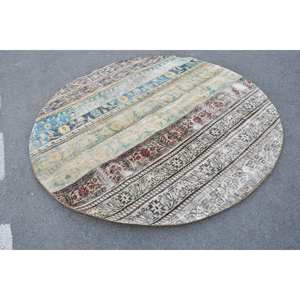 Alfombra turca de lana hecha a mano Beige Vintage 7,3x7,3 pies clásico área grande rectángulo abstracto Patchwork Rectangular pasillo látex - Product Image 2