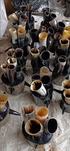 <b>Viking</b> Ale <b>Horn</b> Set - 100% Handmade Polished Mead Drinking <b>Horns</b> with Stand - Product Image 6