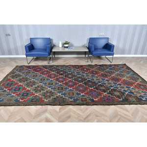 พรมตุรกีวินเทจ ขนาดใหญ่ 6x11.5 ฟุต พรมคิลิมสีแดงแบบไล่เฉด - Product Image 2