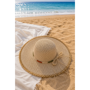 Sombrero de Paja Natural Beige con Borla y Ala Ancha, Estilo Fedora, para Niños, con Estampado, Tipo Panamá - Product Image 1