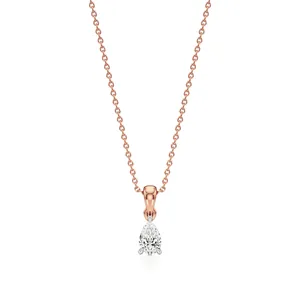 Collar con Colgante de Diamante Solitario en Forma de Pera, Estilo Tesoro en Forma de Lágrima - Product Image 1