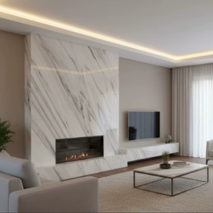 แผ่นหินอ่อนธรรมชาติ-สโนว์ไวท์ขัดเงาพร้อมลายเส้นไม้สีขาวสำหรับใช้ภายนอกและห้องนั่งเล่น - Product Image 1