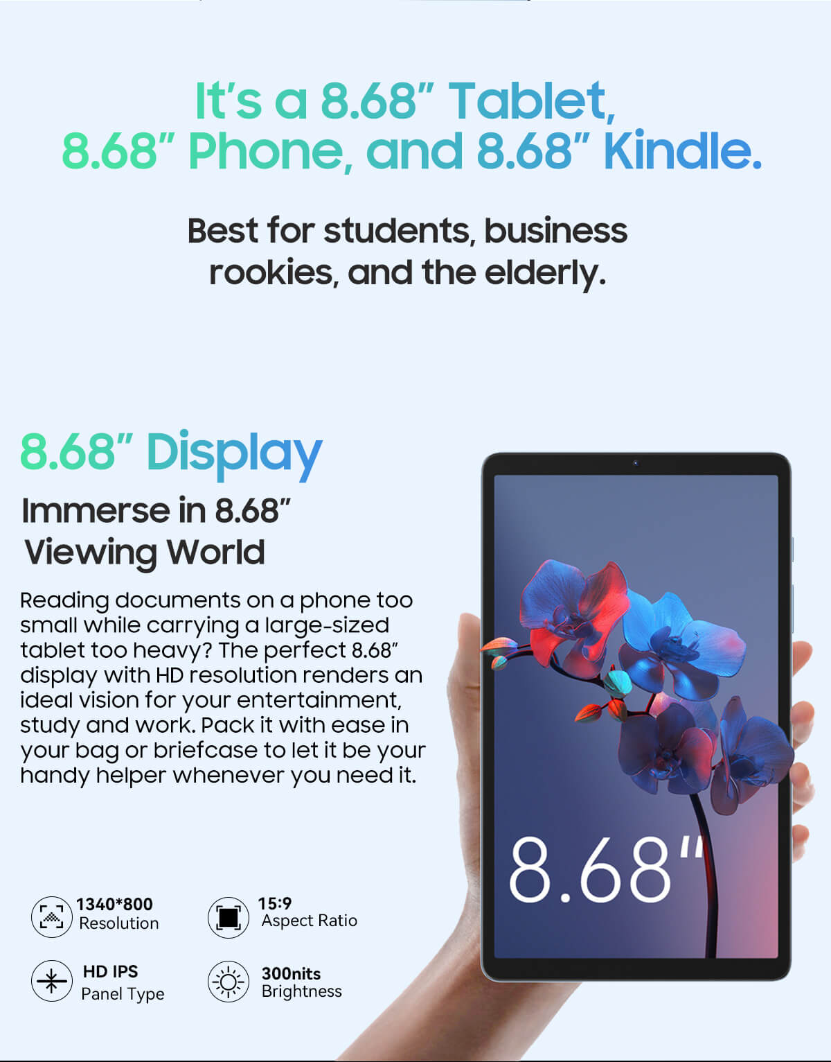 blackview Tab 60 6GB 128GB 本体のみ 保護フィルム貼付 Blackview Tab 60 - 8.68 Inch Tablet with Octa Core 6GB RAM