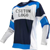 Jersey de Motocross de Alta Calidad al por Mayor, Jersey de Motociclismo de Manga Larga Personalizado para Equipo de Descenso Todoterreno, Ropa Deportiva en Blanco