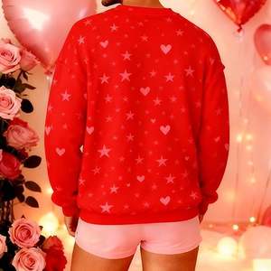 Sweat-shirt surdimensionné pour la Saint-Valentin, femme, manches longues, col rond, imprimé cœur d'amour, haut mignon pour le printemps - Product Image 6