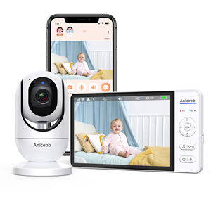 Anicebb Moniteur vidéo pour bébé 7 pouces 1080P double mode avec application mobile WiFi, vision à distance, suivi automatique IA, caméra de surveillance sans fil et lecteur de musique - Product Image 1