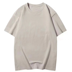 OEM personnalisé 200g 21s pur coton T-shirt chemise culturelle col rond manches courtes couleur unie goutte épaule demi manche - Product Image 1