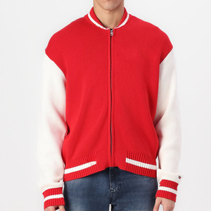 Blouson universitaire rouge et blanc de haute qualité à logo personnalisé pour hommes blouson bombardier de baseball Letterman à col rabattu aux poignets côtelés - Product Image 1