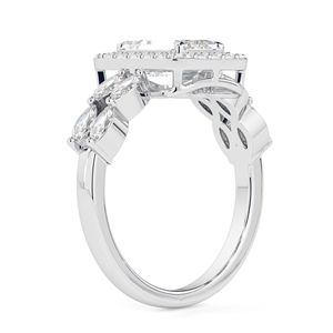 Bague de fiançailles pour femme avec halo de diamants taille émeraude et accents - Product Image 4