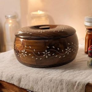 Aaliyan impex กล่องโรทิไม้แกะสลักลายดอกไม้สำหรับตกแต่งห้องครัวอินเดีย - Product Image 2