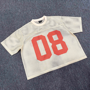 2024 mode Boxy recadrée Football t-shirt conception personnalisée vêtements de maison hommes Football maillot Sublimation impression Football américain porter - Product Image 4