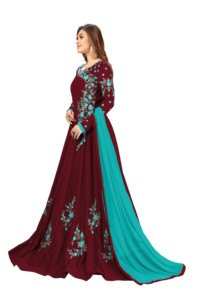 Trendmalls mujer Georgette Anarkali Kurta conjunto Dupatta bordado étnico Salwar traje indio pakistaní boda todas las estaciones - Product Image 4