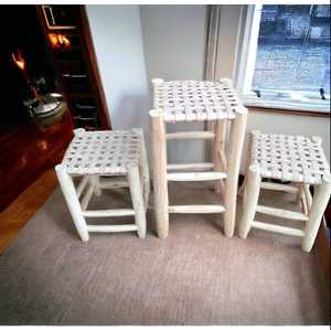 Accent <b>Small</b> Square Rattan Chair with <b>Wood</b> Ottoman Bone Inlay Console for Kitchen Makeup <b>Desk</b> Living Room Entry Outdoor Use - Product Image 4