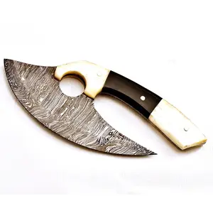 Manufacturing Custom Handmade Damascus Steel Ulu Knives For Sale / Cheap Price Damascus Steel Ulu Knives