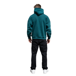 Sweat-shirt à capuche oversize vert forêt pour homme, 50% coton, 50% polyester, épaules tombantes, streetwear, coupe décontractée, sweat-shirt d'hiver - Product Image 2