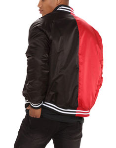 แจ็กเก็ตผ้าซาตินสำหรับผู้ชายเสื้อแจ็คเก็ตผ้าซาตินสำหรับใส่ลำลองกันลมย้อมสีล้วนพร้อมโลโก้และลายตัวอักษรสำหรับเลตเทอร์แมน - Product Image 2