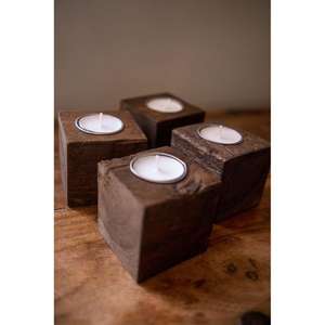 Juego de 3 portavelas de diseño antiguo hecho a mano de oro puro con base de madera y 3 soportes dorados a muy buen precio - Product Image 2