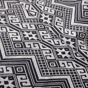 Classic Stylish Women's Jacquard Tote Bag Black White Polyester Cotton Warp Shoulder Handbag Breathable Heavyweight Upholstery - Product Image 3