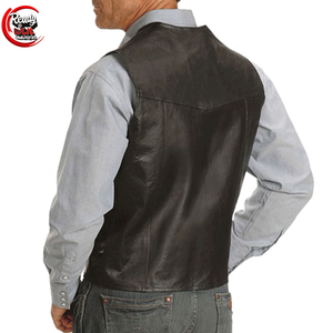 Custom Men's Motorbike <b>Biker</b> Vest Full Grain Real <b>Leather</b> Cut-Off <b>Waistcoat</b> Made in Pakistan Waterproof with Button Decoration - Product Image 1