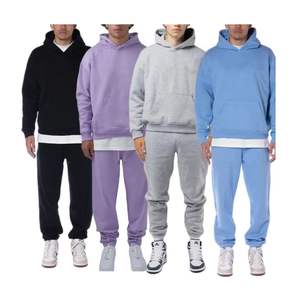 Alta calidad personalizado transpirable Unisex polar sólido chándal Casual Pull Hoodie Jogger pantalones conjunto al por mayor Otoño/Invierno - Product Image 3