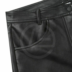 Pantalones cortos de cuero de calle alta sólidos de cintura media para hombres con cierre de mosca de botón Ligero Transpirable Personalizable - Product Image 3