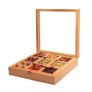 Boîte à épices en bois artisanal naturel avec finition laquée, style vintage, boîte à épices en bois légère et écologique - Product Image 1
