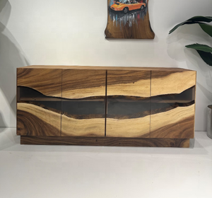 Table à manger de taille de restaurant haut de gamme en résine époxy River & Ocean Design fait à la main ART INDIEN EXOTIQUE pour villa de luxe - Product Image 3