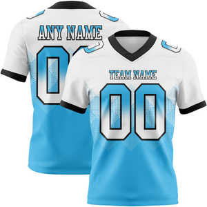 Camiseta de fútbol americano de malla degradada, uniforme juvenil, diseño personalizado, tema de bandera, tela transpirable de secado rápido, Cuadrado personalizable - Product Image 2