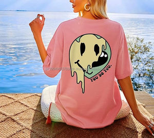 Unisex <b>Acid</b> Wash <b>Drop</b> Shoulder Casual T-Shirt 100% Cotton Long Waseem Impex High Street Design Solid Pattern Jersey Fabric - Product Image 5