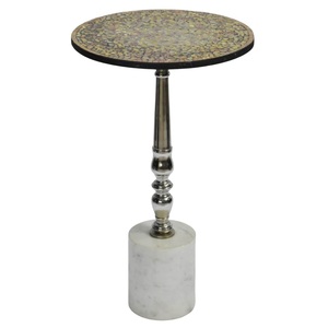 Table ronde moderne en aluminium avec fond en bois marbre et métal doré Table basse ronde pour meubles de maison - Product Image 3