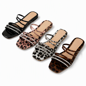 Botines de invierno para mujer, de piel auténtica, tacón plano, punta redonda, estampado animal, pedrería, suela intermedia de EVA, en caja, talla 36-41 - Product Image 1