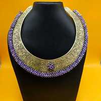 Tribal indien 925 argent massif Hasli améthyste tour de cou Vintage Rajasthani bijoux en argent collier cadeau parfait