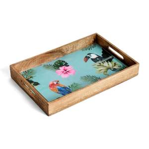 Bandeja de Servicio de Primera Calidad para Decoración, Bandejas de Té Rectangulares de Madera con Adhesivo Impreso, Decoración para Servir - Product Image 4